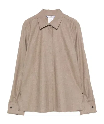 Max Mara Button-cuff Cashmere Shirt In Brown