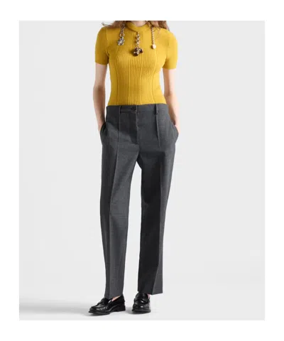 Prada Rush Stitch Pants In Gray
