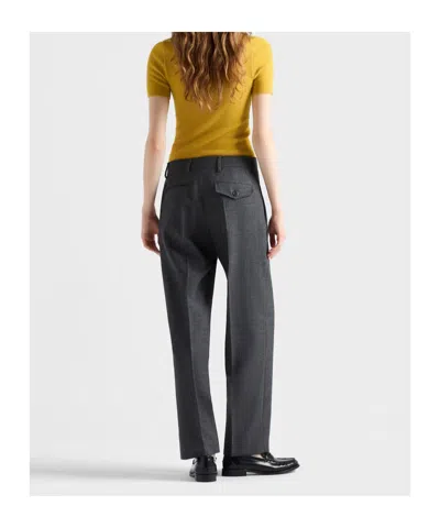 Prada Rush Stitch Pants In Gray