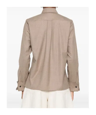 Max Mara Button-cuff Cashmere Shirt In Brown
