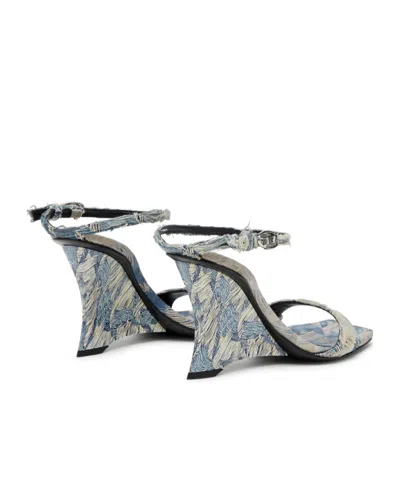 Diesel Jacquard Pattern Open Toe Wedge Sandals In Blue