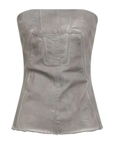 Rick Owens Drkshdw Drkshdw By Rick Owens Woman Top Grey Size M Cotton, Polyester, Elastane In Gray