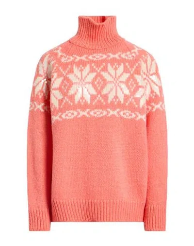 Tessa . Woman Turtleneck Salmon Pink Size L Mohair Wool, Wool, Polyester In Pink