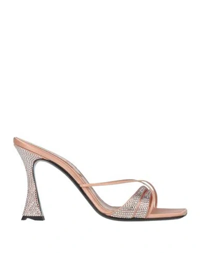 D’accori Satin Lust Mules With Rhinestones 9cm In Neutral
