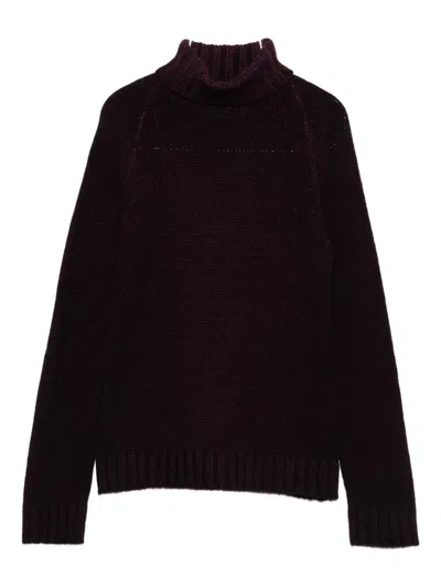 Base Purple Wool Turtle-neck Jumper In Red