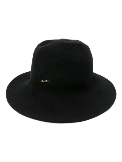 Borsalino Wool Blend Cloche Hat With Wide Brim In Black