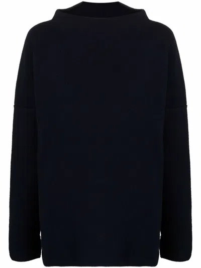 Daniela Gregis Oversized Knit Sweater Mock Neck In Blue