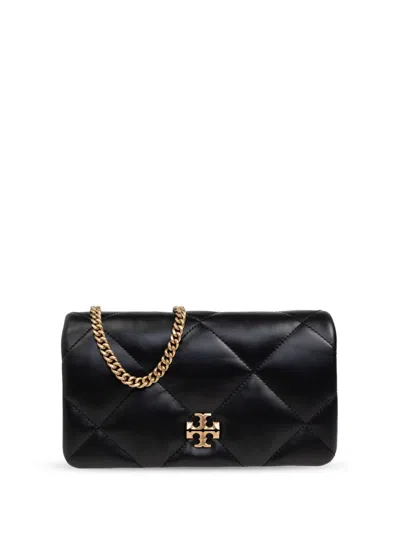 Tory Burch Kira Diamond-quilted Leather Wallet On Chain In Black