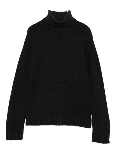 Base Purple Wool Turtle-neck Jumper In Brown