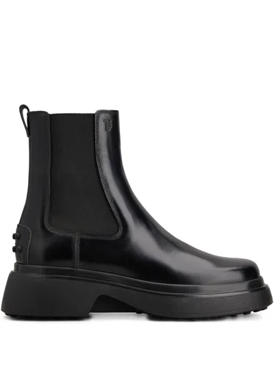 Tod's Chunky Sole Ankle Boots With Elastic Panels In Black
