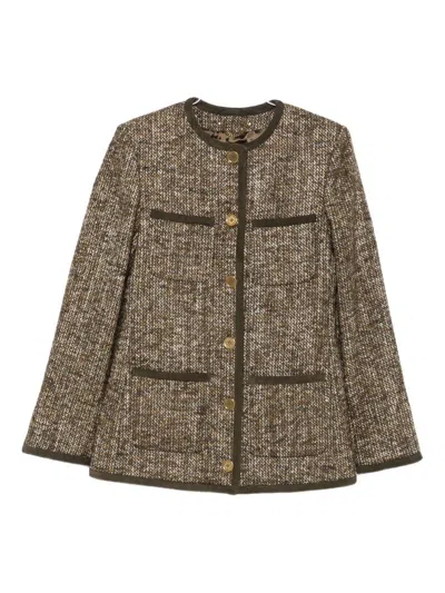 Golden Goose Coffee-colored Wool Tweed Jacket In Brown