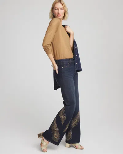 Chico's Touch Of Cool Foil Long Sleeve Layering Tee In Caramel Apple