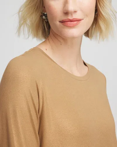 Chico's Touch Of Cool Foil Long Sleeve Layering Tee In Caramel Apple