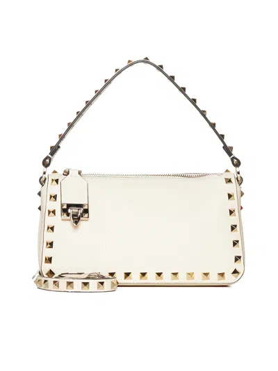 Valentino Garavani Rockstud Small Leather Shoulder Bag In White