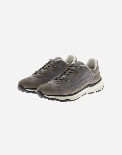 Herno Running Trainers In Suede And Flannel In Gray