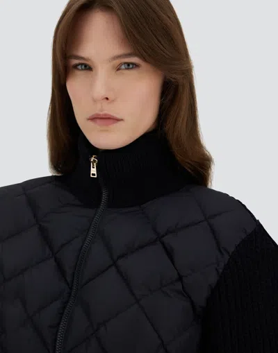 Herno Cardigan In Cob Stitch Carded Wool And Nylon Chamonix In Blue