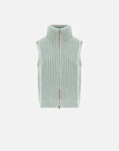 Herno Vest In Cob Stitch Wool In Green