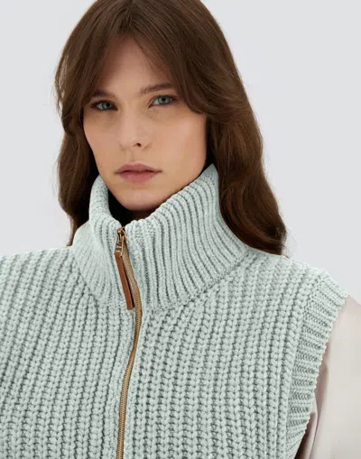 Herno Vest In Cob Stitch Wool In Green