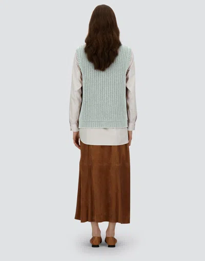 Herno Vest In Cob Stitch Wool In Green