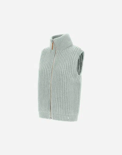 Herno Vest In Cob Stitch Wool In Green