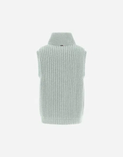 Herno Vest In Cob Stitch Wool In Green