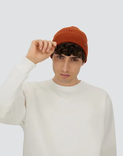 Herno Beanie In Double Rib Wool In Brown