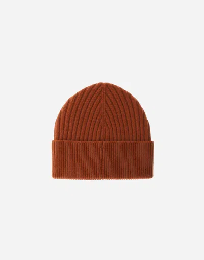 Herno Beanie In Double Rib Wool In Brown