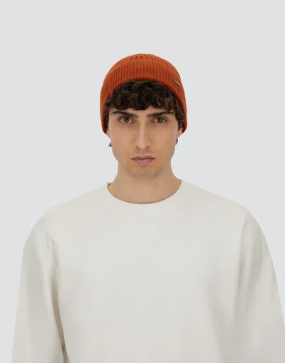 Herno Beanie In Double Rib Wool In Brown