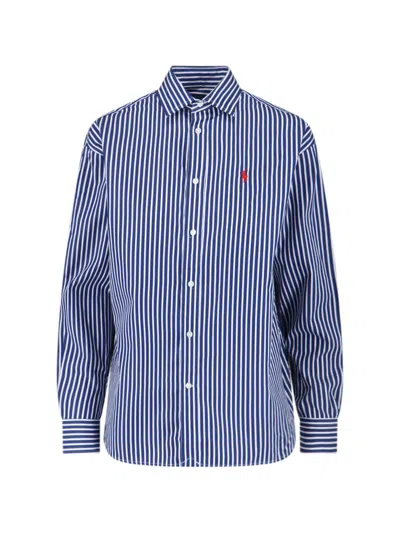 Polo Ralph Lauren Stripe Relaxed Fit Cotton Button-up Shirt In Blue