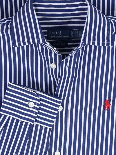 Polo Ralph Lauren Stripe Relaxed Fit Cotton Button-up Shirt In Blue