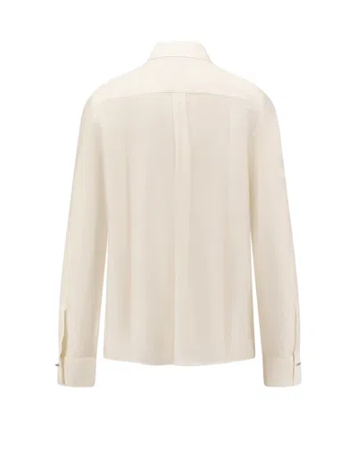 Hugo Boss Sheer Long Sleeve Top With Buttoned Cuffs In Neutral