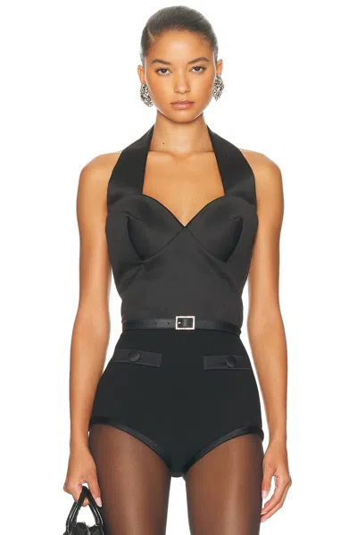 Marc Jacobs Sculpted Satin Halter Top In Black