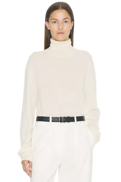 The Row Ivory Cashmere Lizzy Sweater In White