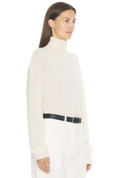 The Row Ivory Cashmere Lizzy Sweater In White