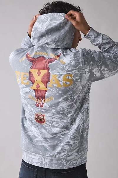 Urban Outfitters Lone Star Beer Graphic Camo Hoodie Sweatshirt In White Camo, Men's At  In Gray