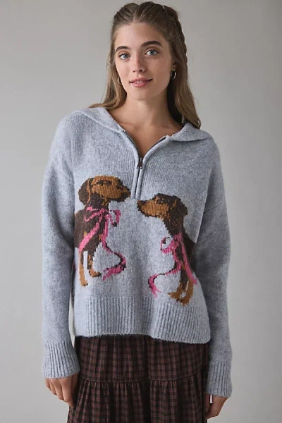 Kimchi Blue Paloma 1/4 Zip Pullover Sweater In Grey, Women's At Urban Outfitters In Gray