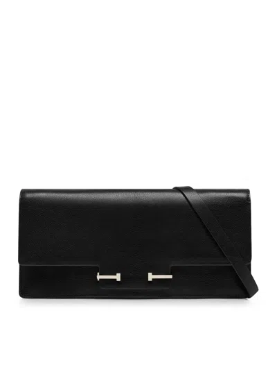 Tom Ford Black Leather Crossbody Bag In Black