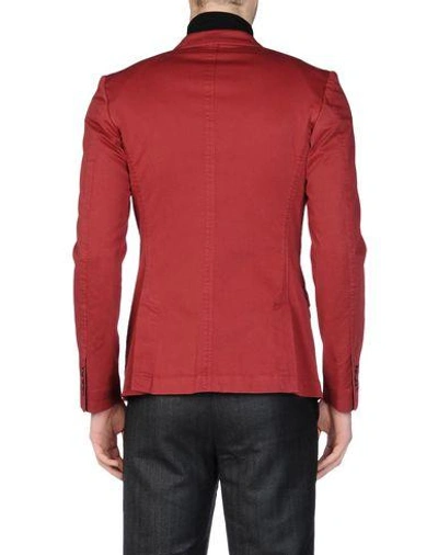 Shop Dolce & Gabbana Man Suit Jacket Burgundy Size 38 Cotton, Elastane In Red