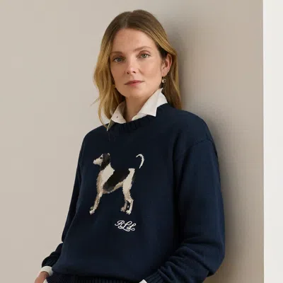 Ralph Lauren 'english Foxhound' Intarised Sweater In Blue