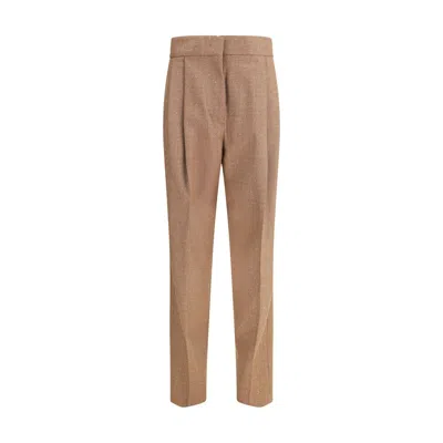 Fabiana Filippi Beige Fleece Wool Dress Pants In Brown