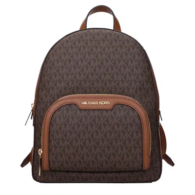 Michael Kors Jaycee Mini Xs Brown Signature Pvc Zip Pocket Shoulder Backpack Bag