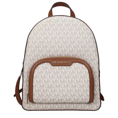 Michael Kors Beige Fabric Backpacks In Brown