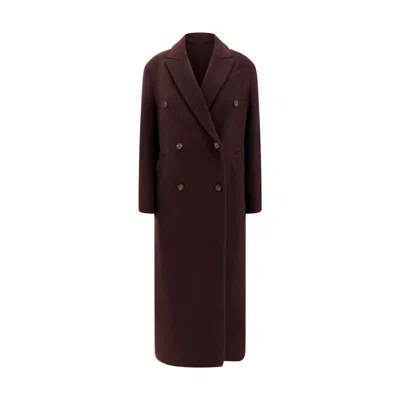 Brunello Cucinelli Hand-crafted Coat In Cashmere Double Beaver Cloth With Monili In Animal Print