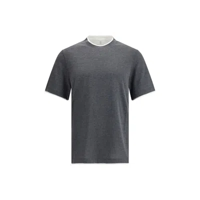 Brunello Cucinelli Silk T-shir In Gray