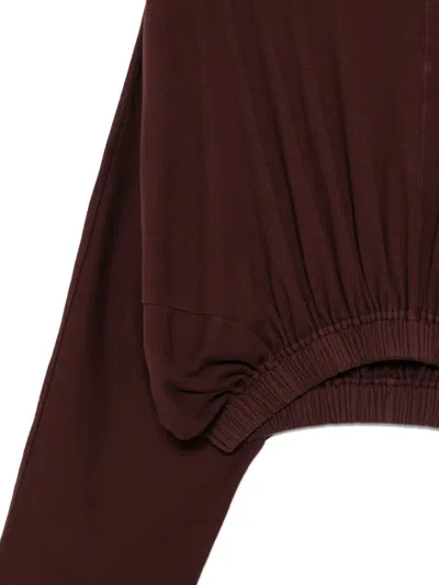 Rick Owens Drkshdw Hooded Cropped Tunic Drawstring Detail In Red