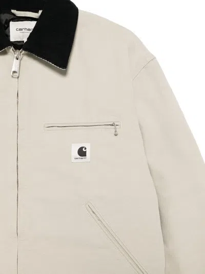 Carhartt Corduroy-collar Zip-front Jacket In Neutral