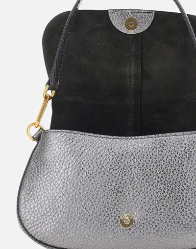 Gianni Chiarini Helena Round Foldover Top Shoulder Bag In Silver