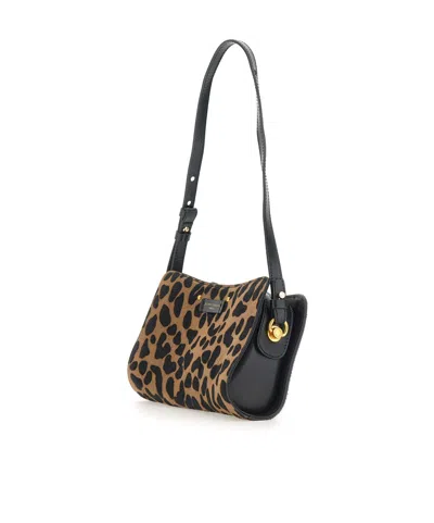 Gianni Chiarini Logo Patch Leopard Printed Shoulder Bag In Brown
