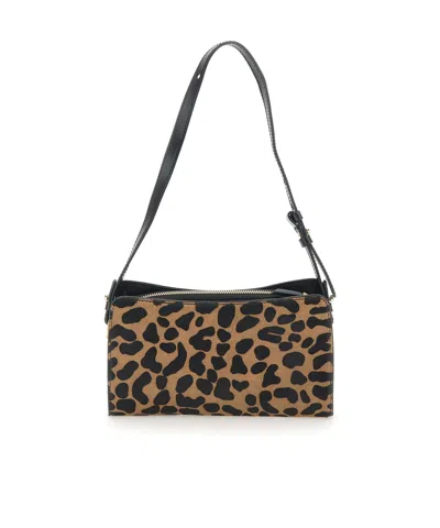 Gianni Chiarini Logo Patch Leopard Printed Shoulder Bag In Brown
