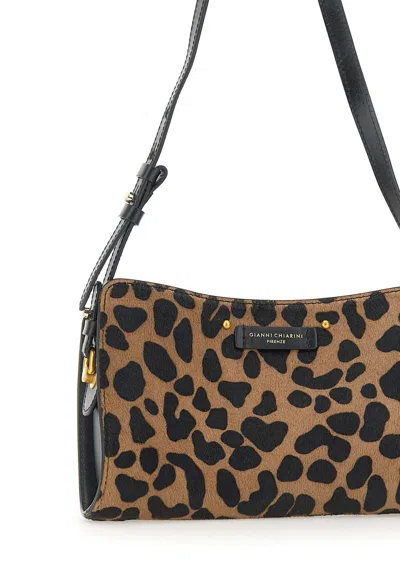 Gianni Chiarini Logo Patch Leopard Printed Shoulder Bag In Brown